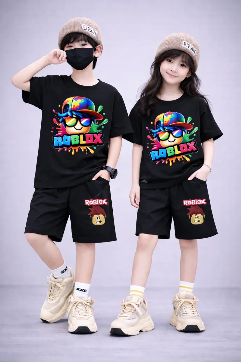 Kids' 200 GSM Drop Shoulder Tee and Pant Set, Sizes 2-3Y and 4-5Y