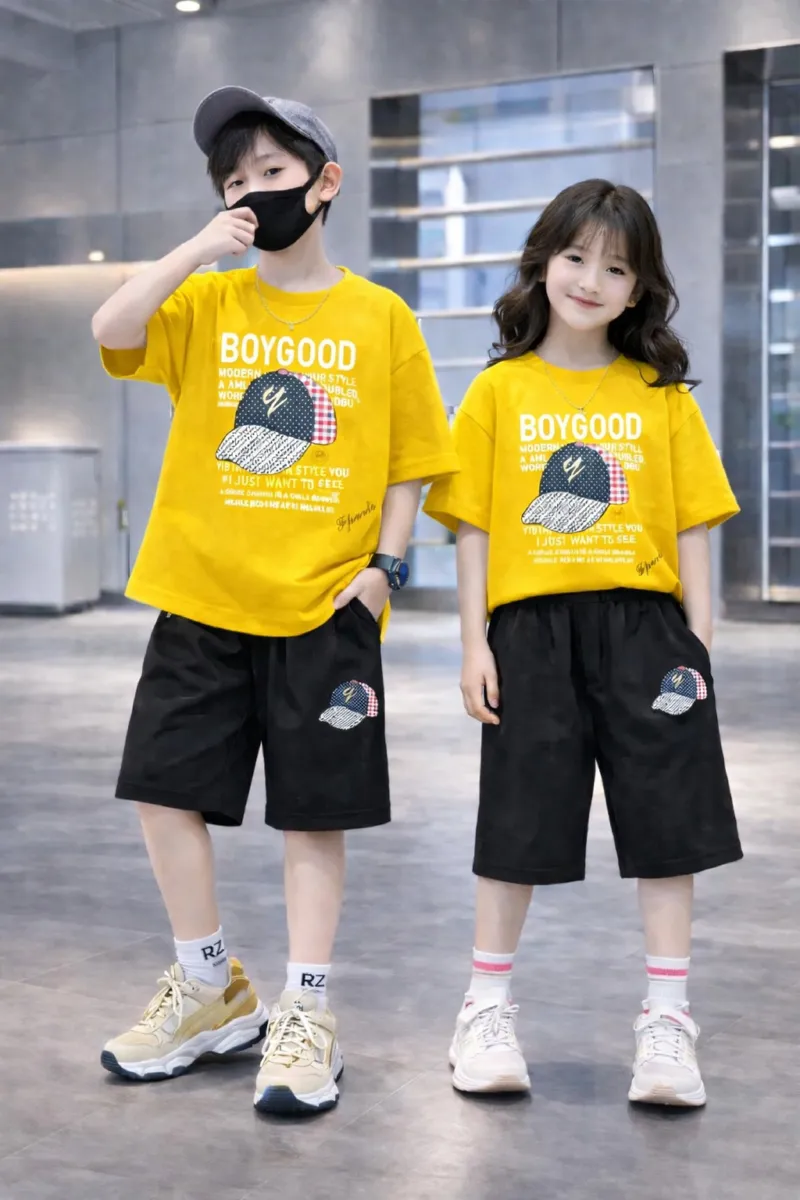 Kids' Drop Shoulder Printed T-Shirt and Pant Set, 2 to 5 Years