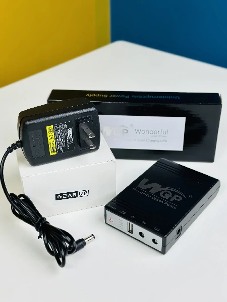 WGP mini UPS + GearUp অ্যাডাপ্টার কম্বো প্যাক (5/9/12V- 8800mAh + 12/3A)