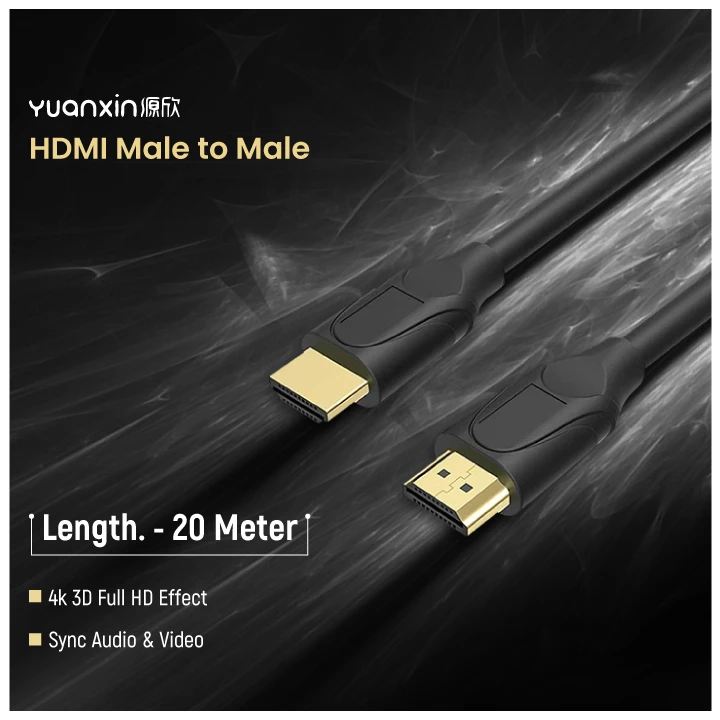 Yuanxin YHX-019 4K HDMI Male to Male Cable, 20 Meter, Black
