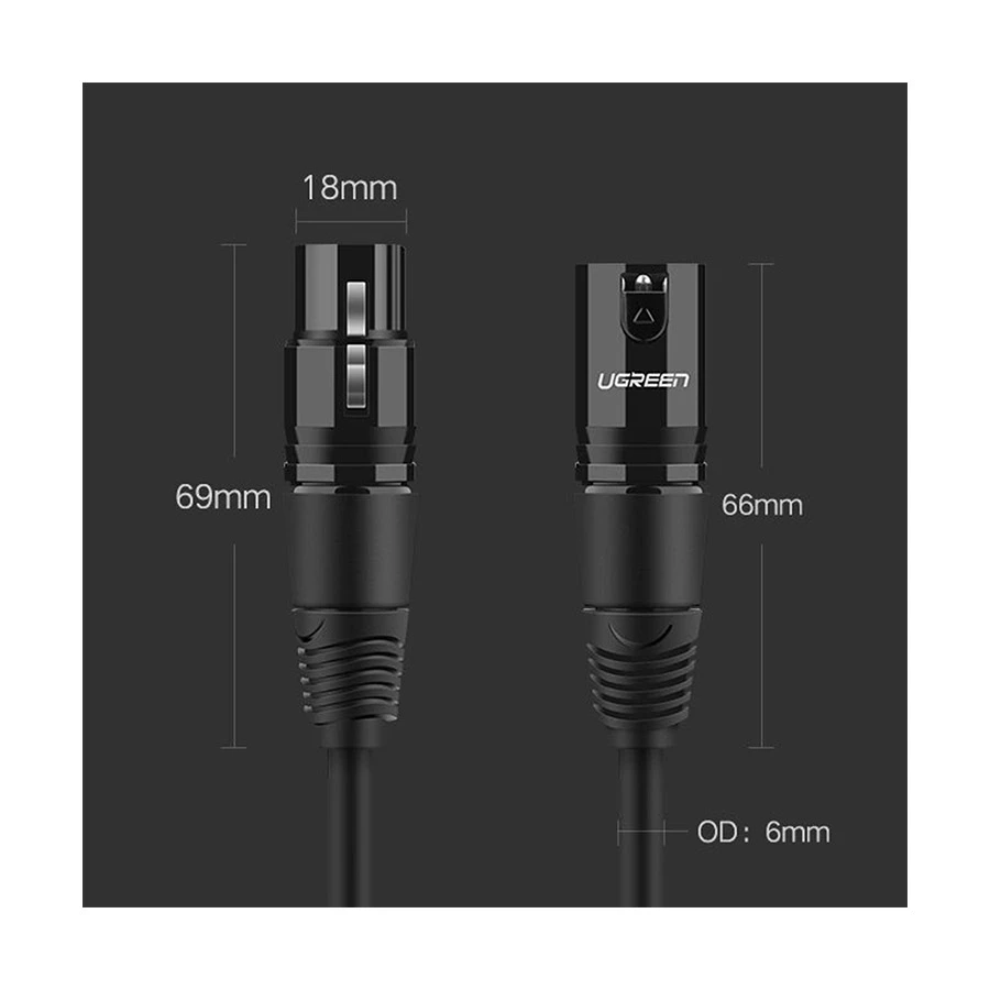 UGREEN AV130 (20711) XLR Male to Female 3 Meter Mic Extension Cable