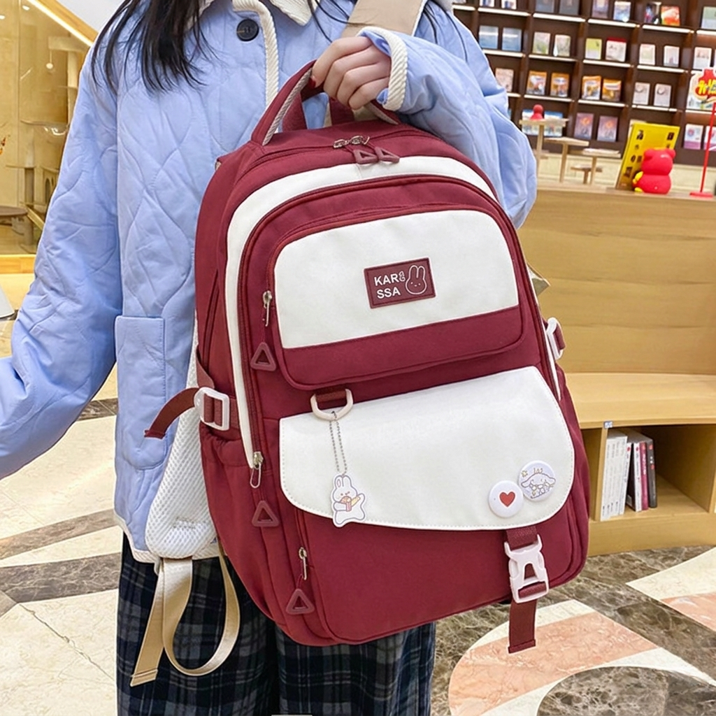 Cute KARISSA Casual Premium Kids School Backpack - Red