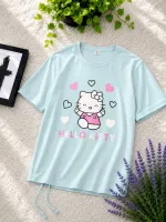 Ladies' DTF Print Drop Shoulder T-Shirt, 160 GSM Cotton, Free Size