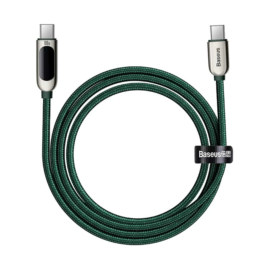 Baseus CATSK-B06 Display 100W USB-C to USB-C Cable 1 Meter Green