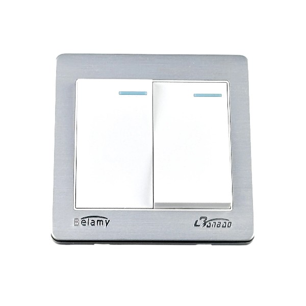 Belamy হোয়াইট-গ্রে 2 গ্যাং 1 ওয়ে সুইচ BE-128-SW