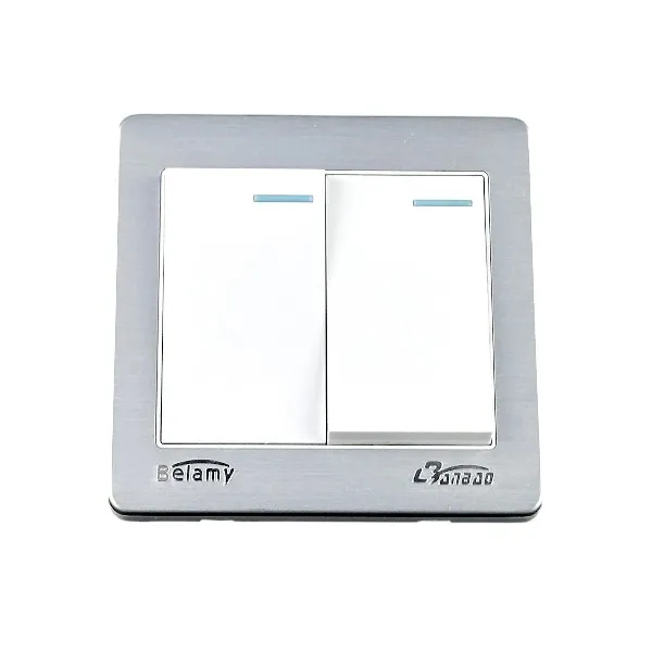 Belamy হোয়াইট-গ্রে 2 গ্যাং 1 ওয়ে সুইচ BE-128-SW