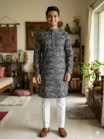 ছেলেদের স্লাব কটন স্কিন প্রিন্ট পাঞ্জাবি, সাইজ 38 থেকে 46