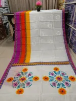 Women's Half Silk Skin Print Saree, 6 Colour Choices