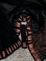 হালকা সুতি নকশী পাড় শাড়ি, ব্লাউজ পিসসহ, 6 রং