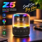 Z5 RGB মিনি পোর্টেবল ওয়্যারলেস ব্লুটুথ স্পিকার – 5W, LED লাইট ইফেক্ট সহ