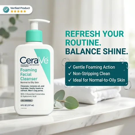 CeraVe ফোমিং ক্লিনজার, নরমাল থেকে তৈলাক্ত ত্বকের জন্য 237ml