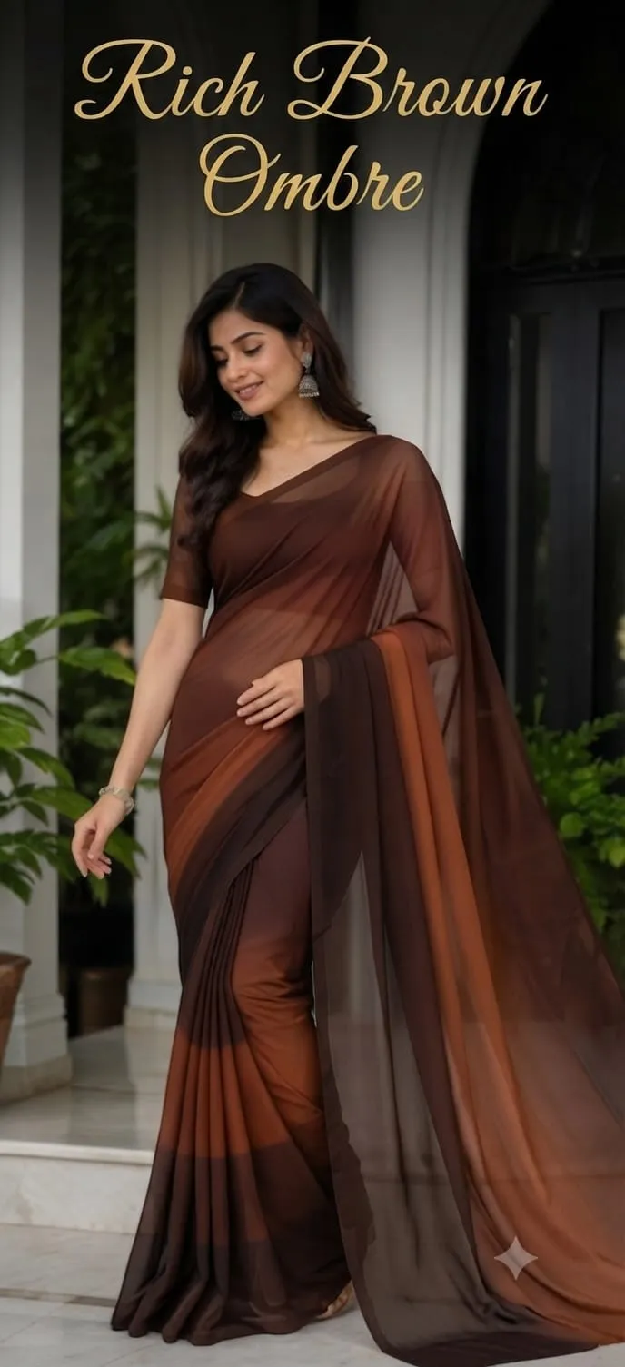 Rongdhonu Georgette Saree for Party and Casual Wear, 5 Colours