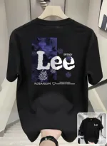 Men's Breathable Cotton-Spandex Drop Shoulder Tee with DTF Print