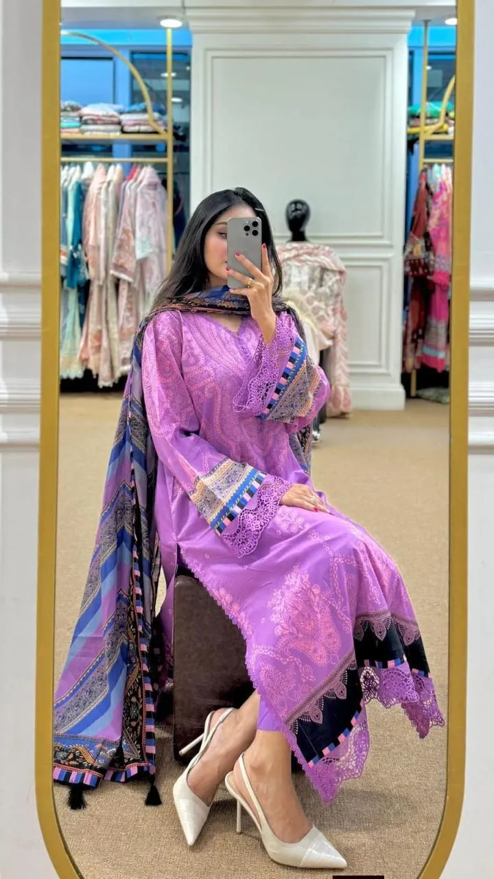 স্মুথ মাইক্রো স্টিচ ডিজিটাল প্রিন্ট থ্রি-পিস, 5টি রঙ