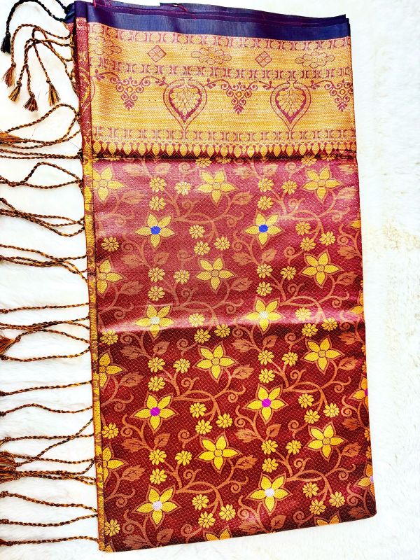 Zari and Gold Thread Katan Banarasi Saree without Blouse Piece