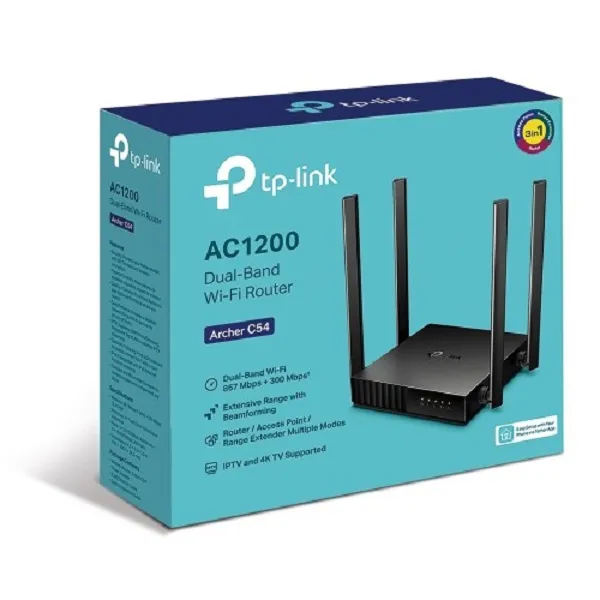 TP-Link Archer C54 AC1200 ডুয়াল ব্যান্ড Wi-Fi রাউটার, 4 অ্যান্টেনা