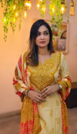 প্রিন্টেড লিনেন কামিজ ও সালোয়ার থ্রি পিস, 6 রং