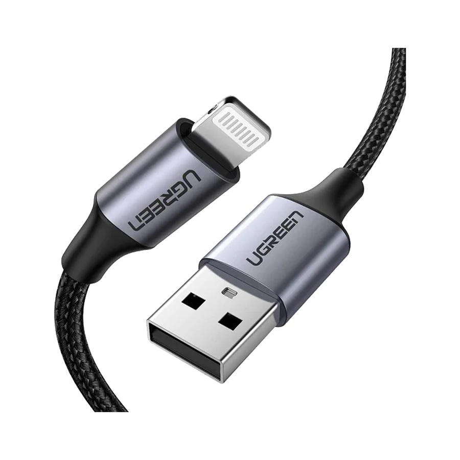 UGREEN US199 60156 USB-A to Lightning 1 Meter Black Braided Cable