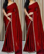 Embroidered Georgette Party Saree with Stone Work and Blouse