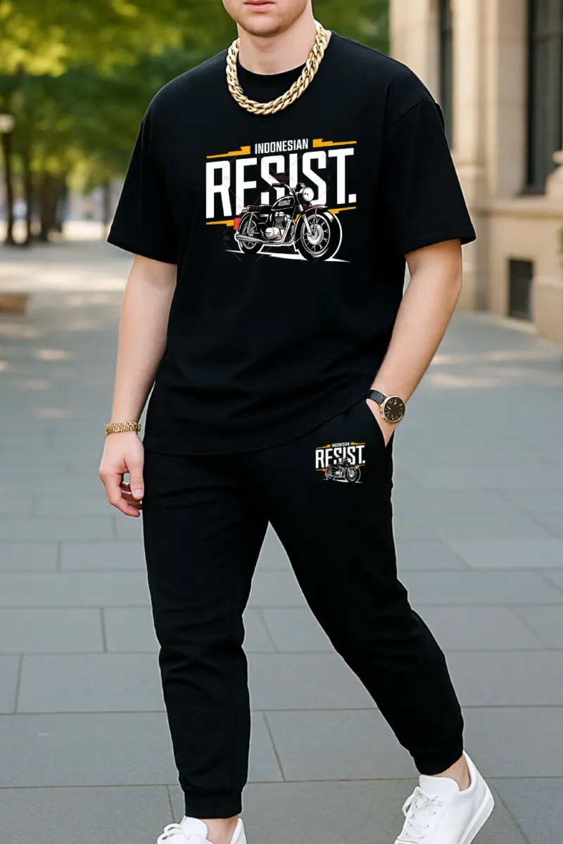 Men's Relaxed Fit Cotton Tee and 280 GSM Suit Fabric Trouser Combo