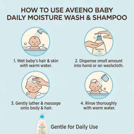 Aveeno Baby Daily Moisture ওয়াশ ও শ্যাম্পু 532ml