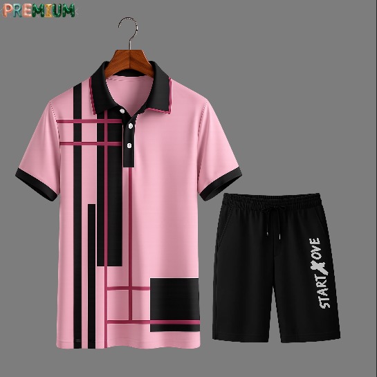 Men's Pure Cotton Polo Shirt and Half Pant Combo, 200 GSM
