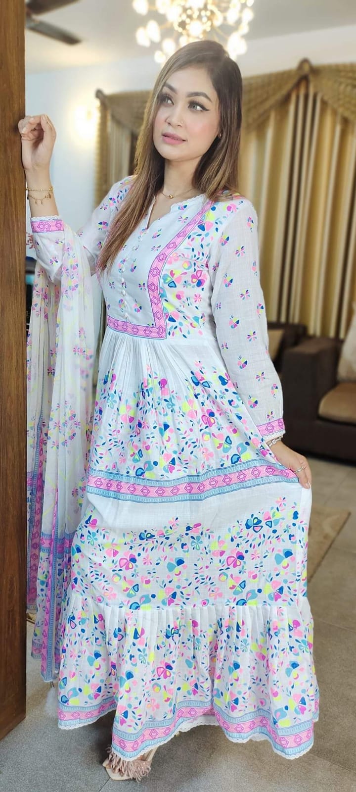 AC Cotton Three Piece with 48+ Inch Kameez, 5 Colours