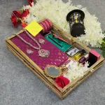 হাফ সিল্ক জামদানি শাড়ি কম্বো সেট - বেগুনি (Purple)