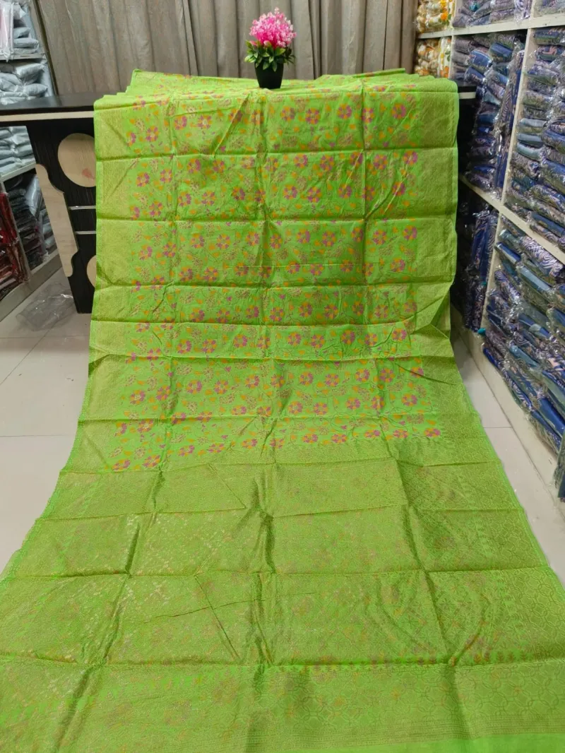 Women's Half Silk Skin Print Saree, 6 Colour Choices