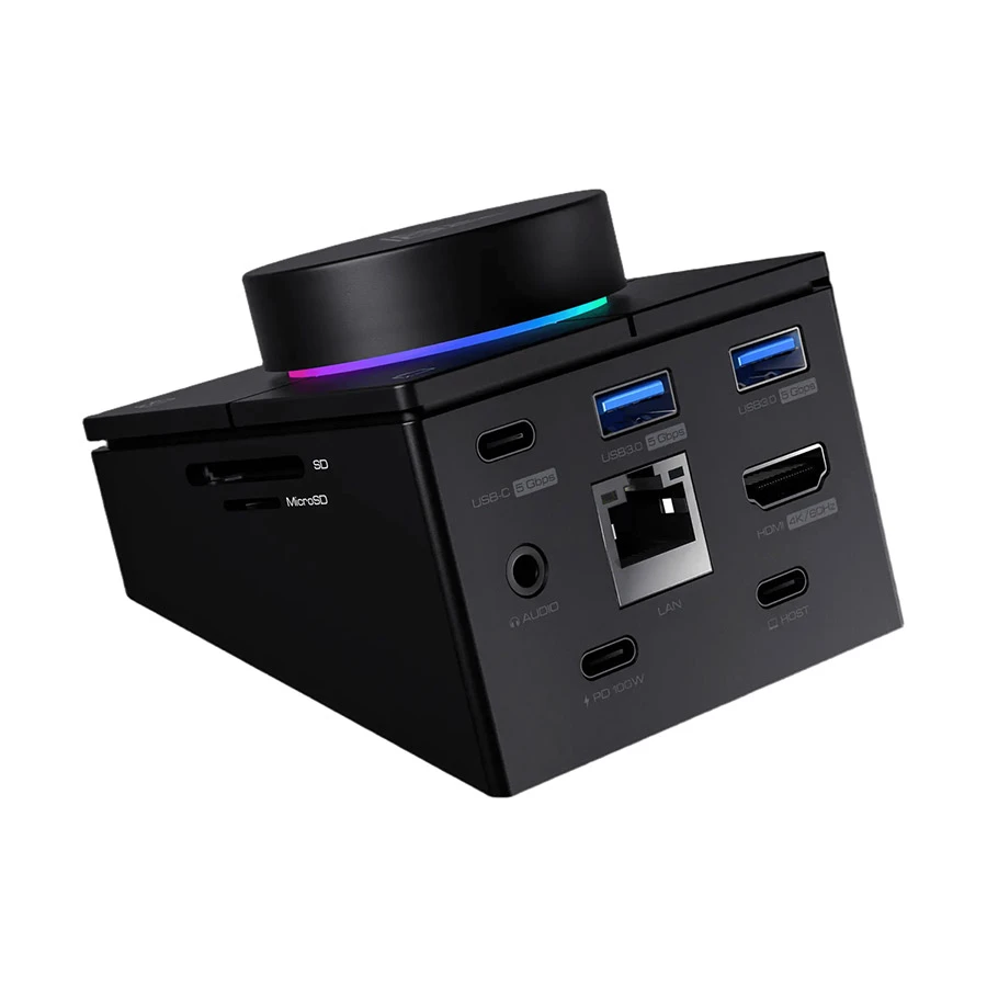 GAMDIAS Mercury P1-1500 USB-C Hub with HDMI, LAN & Card Slots, Black