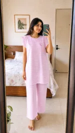Cotton T-Shirt and Pant Set, Free Size, 6 Colour Choices