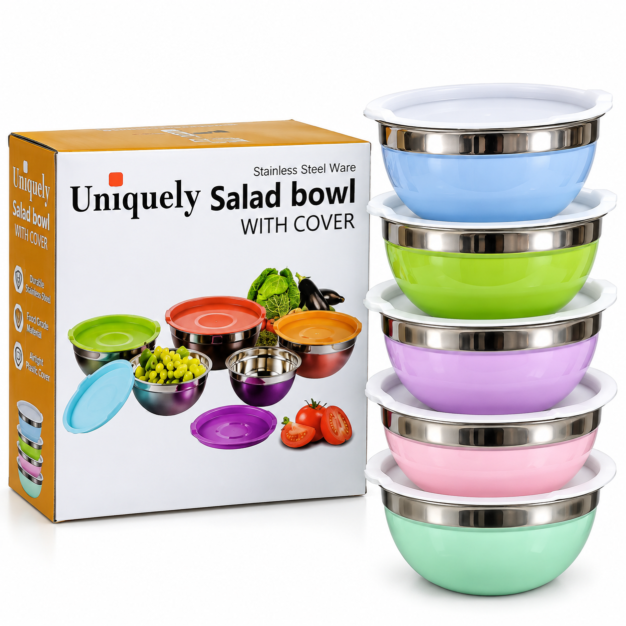 Uniquely Salad Bowl WITH COVER ( 5Pcs)