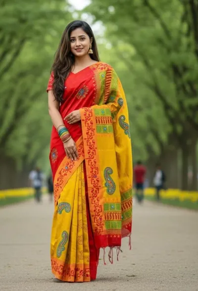 Women's Dhupian Silk Saree, 13 Haath, Without Blouse Piece