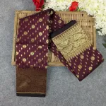 হাফ সিল্ক জামদানি শাড়ি কম্বো সেট - মেরুন