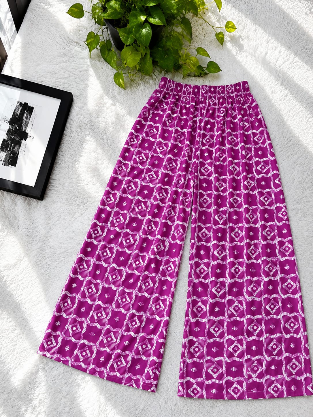 Women's Linen Palazzo Pants, 38 Inch Length, Waist 28 to 42