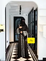 Women's Embroidered Abaya with Koti and Full Sleeve Inner, 6 Colours