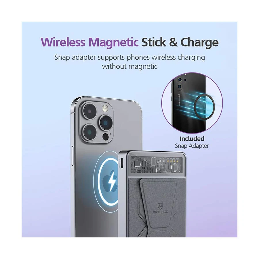 Micropack WPB-310 10000mAh Grey 20W MagSafe Qi Wireless Power Bank