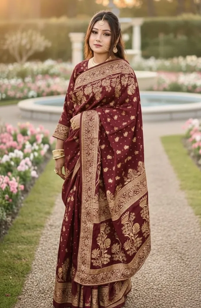 Screen Printed Silk Saree and Blouse Piece Set, 6 Colours