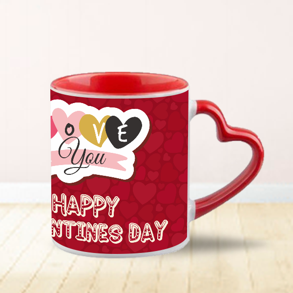 Heart Color Round Handle Coffee, Tea, Water Mug, Add Photo Text Logo Picture Image