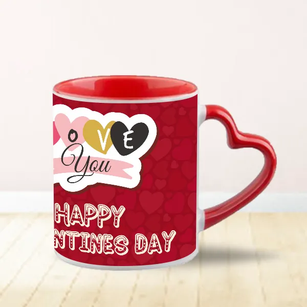 Heart Color রাউন্ড হ্যান্ডেল কাস্টম ফটো মগ (কফি, চা, পানি)