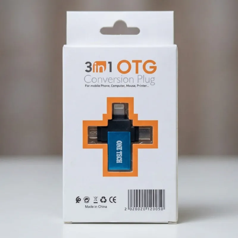 3-in-1 USB 3.0 OTG কনভার্সন প্লাগ (Type-C, Lightning, Micro-USB)