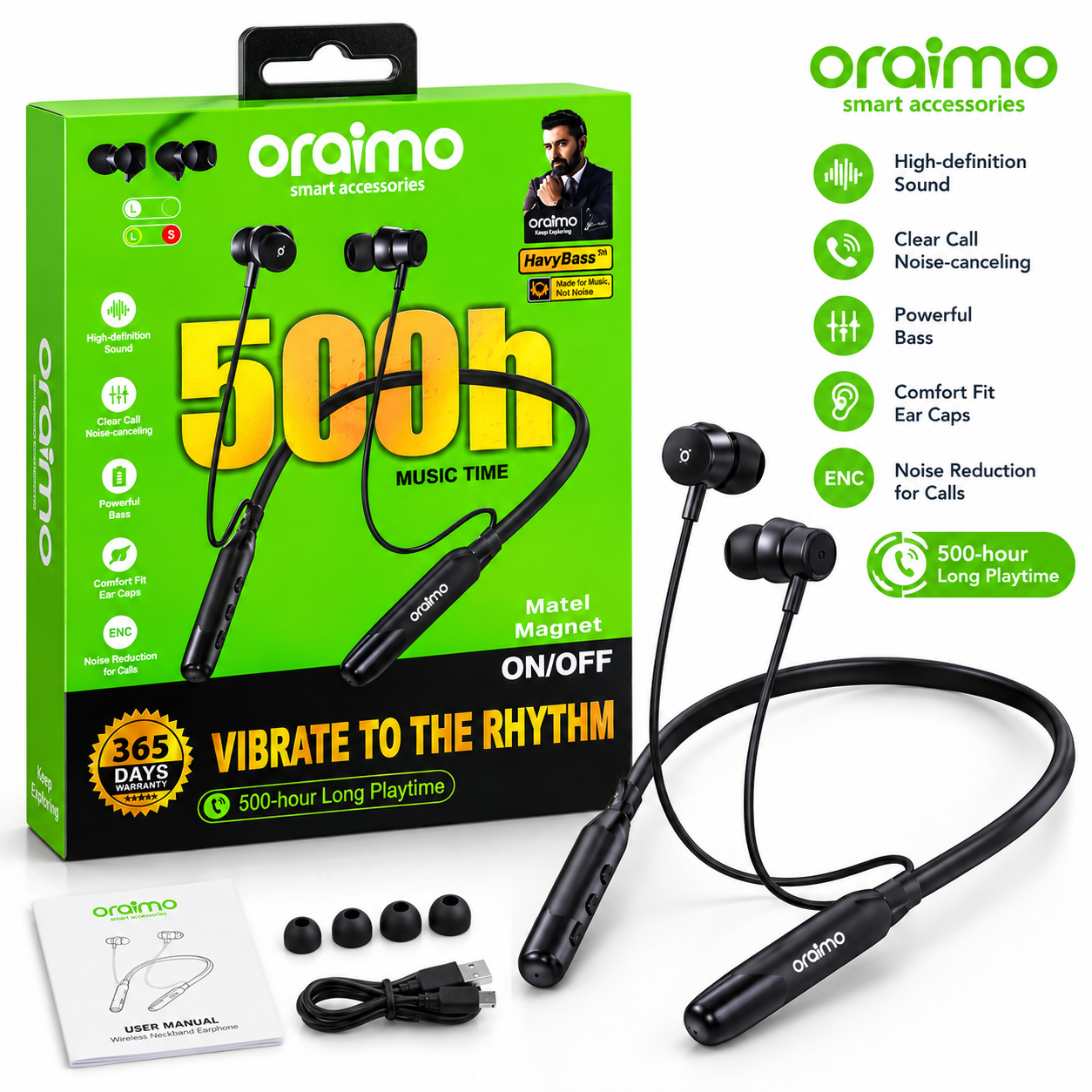 Oraimo Wireless Magnetic Neckband 500H
