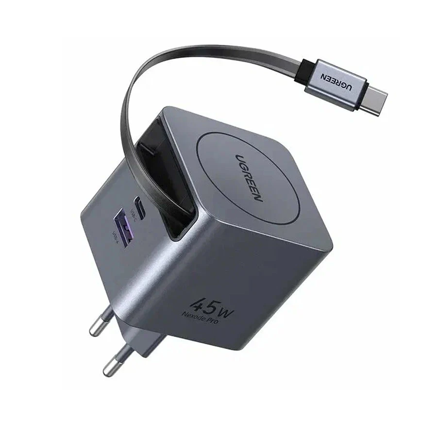 UGREEN X614 45W GaN Charger with Retractable USB-C Cable Gray (EU)