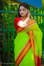 Half Silk Cotton Blend Modhurai Paar Saree, 12 Haath