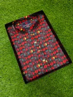 Men's Snap Button Cotton Panjabi with Digital Print, M to XL