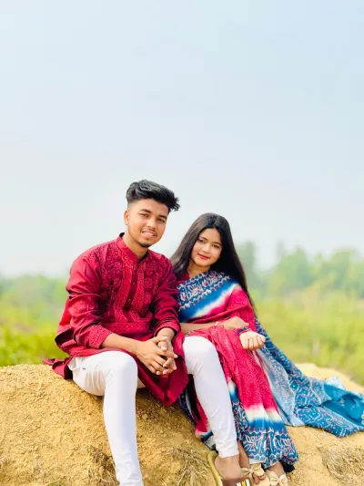 Weightless Soft Silk Saree and Panjabi Couple Set, Digital Print
