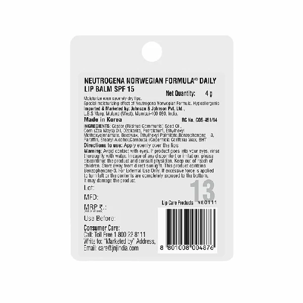 Neutrogena Norwegian ফর্মুলা লিপ ময়েশ্চারাইজারSPF 15 (4gm)