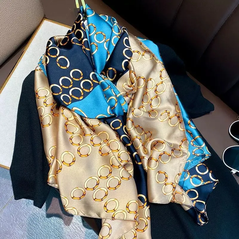 Printed Satin Silk Scarf for Neck, Hijab, Shawl or Bag