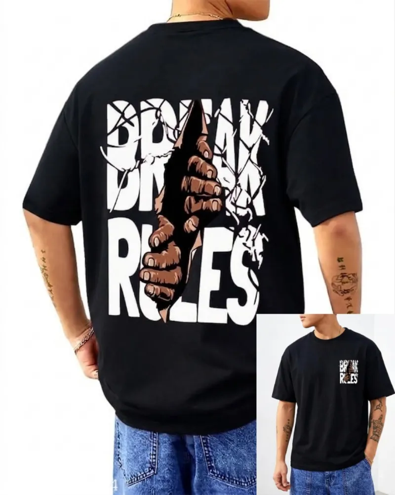 Men's Oversized Drop Shoulder T-Shirt, 220 GSM Cotton-Polyester Mix