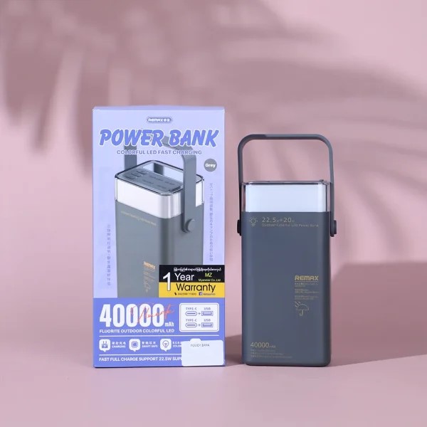 Remax RPP-596 ফ্লোরাইট সিরিজ 40000mAh রঙিন LED ফাস্ট চার্জিং পাওয়ার ব্যাংক